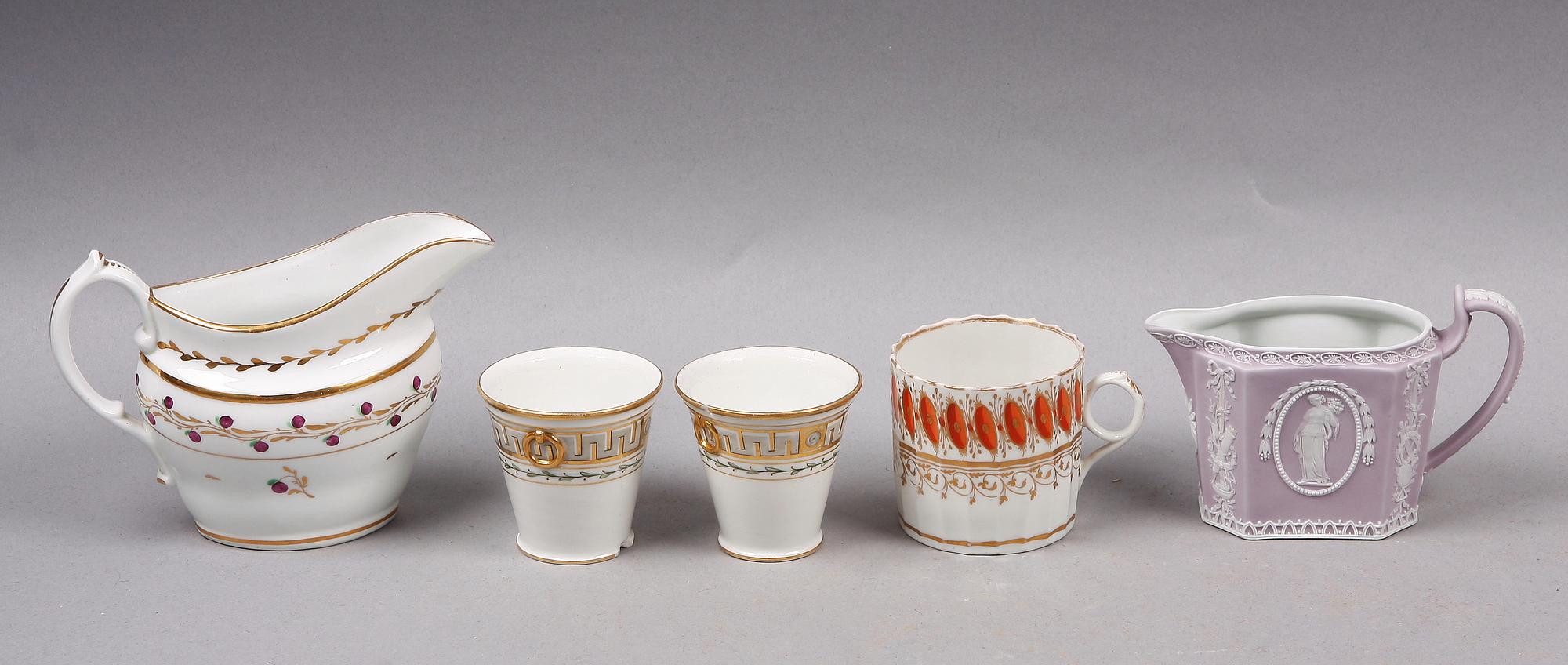 PARTI PORSLIN, 5 delar, bla Wedgwood. 1800/1900-tal.