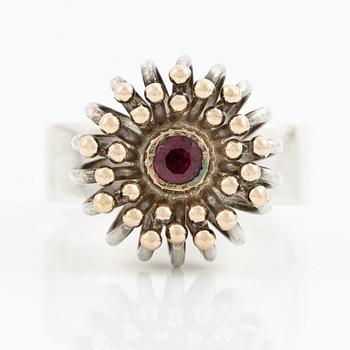 Anders Högberg, ring, sterling silver with a pink stone, Gothenburg 1989.