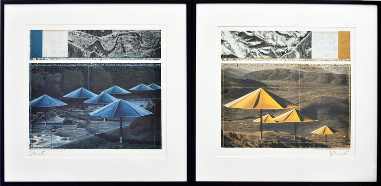 CHRISTO, 2 st. Offset, "Umbrellas" utförd 1991. Signerade.