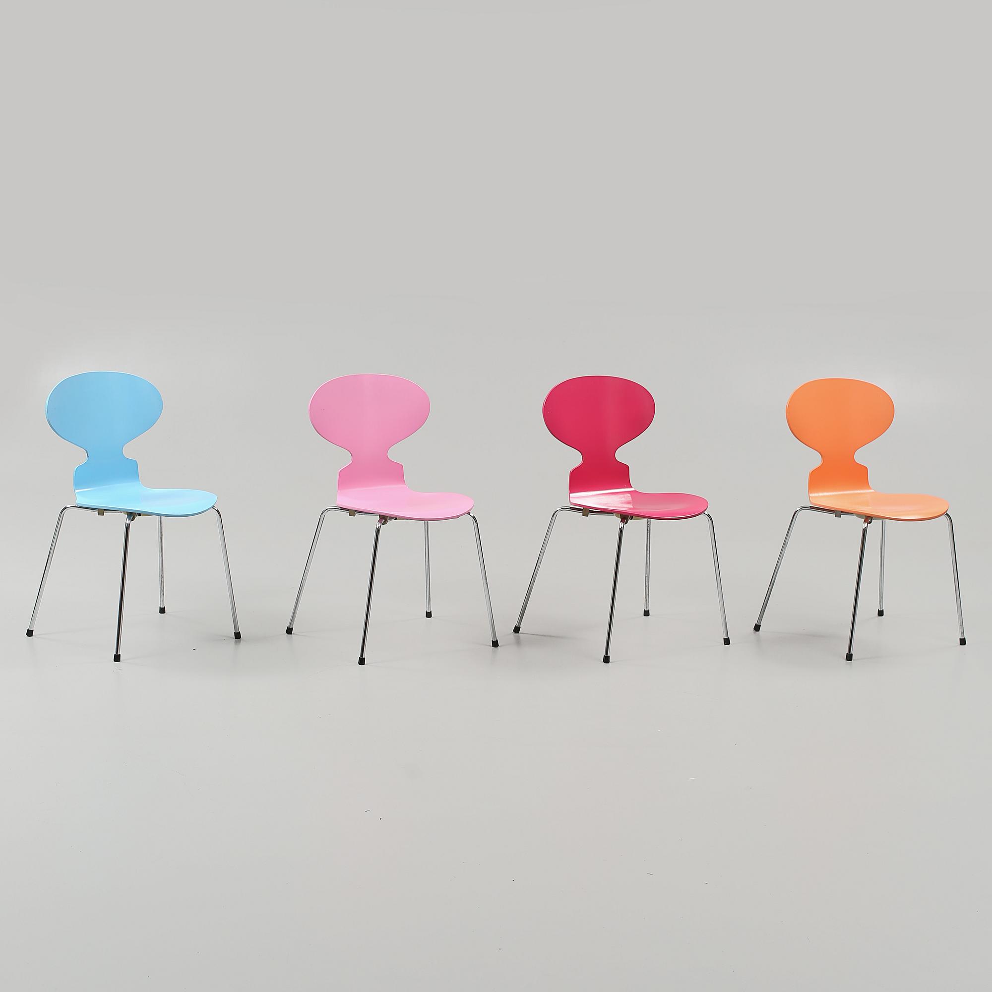 STOLAR, 4 st, "Myran", Arne Jacobsen, Fritz Hansen, 1989, 1992 och 1997.