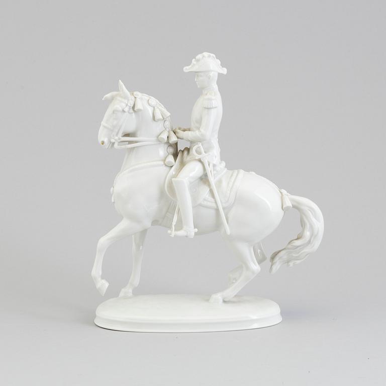 A Vienna Augarten white glazed equestrian figure from the 'Spansche Reitschule', Austria, 20th Century.