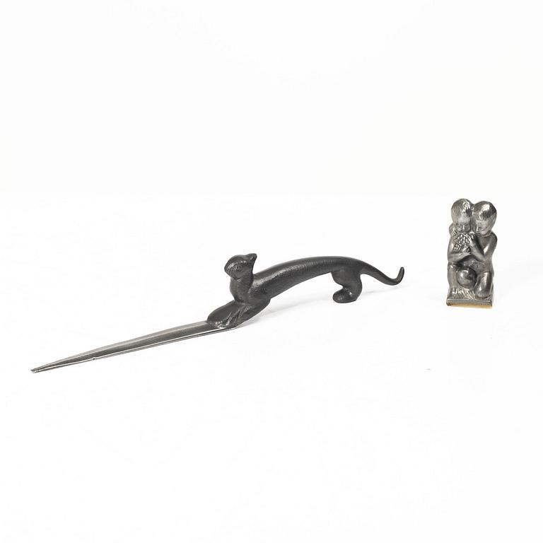 Firma Svenskt Tenn, Brevkniv samt sigillstamp, tenn.