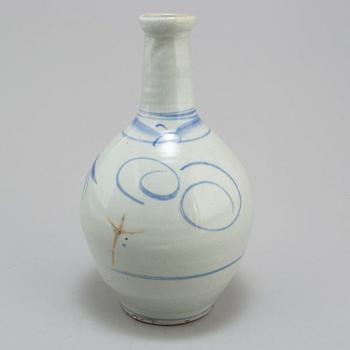 A blue and white sake bottle flask, Japan, Meiji (1868-1912).