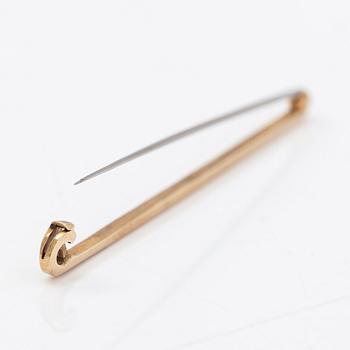 Tie pin/brooch, 9K gold with steel pin. Unmarked.