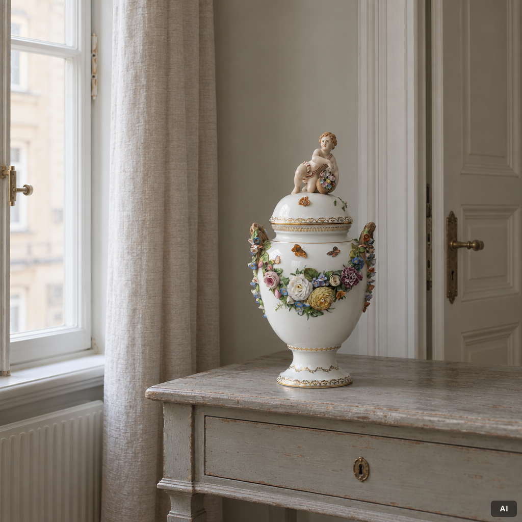 Royal Copenhagen, An ornamental urn, porcelain, Denmark, 19th century.