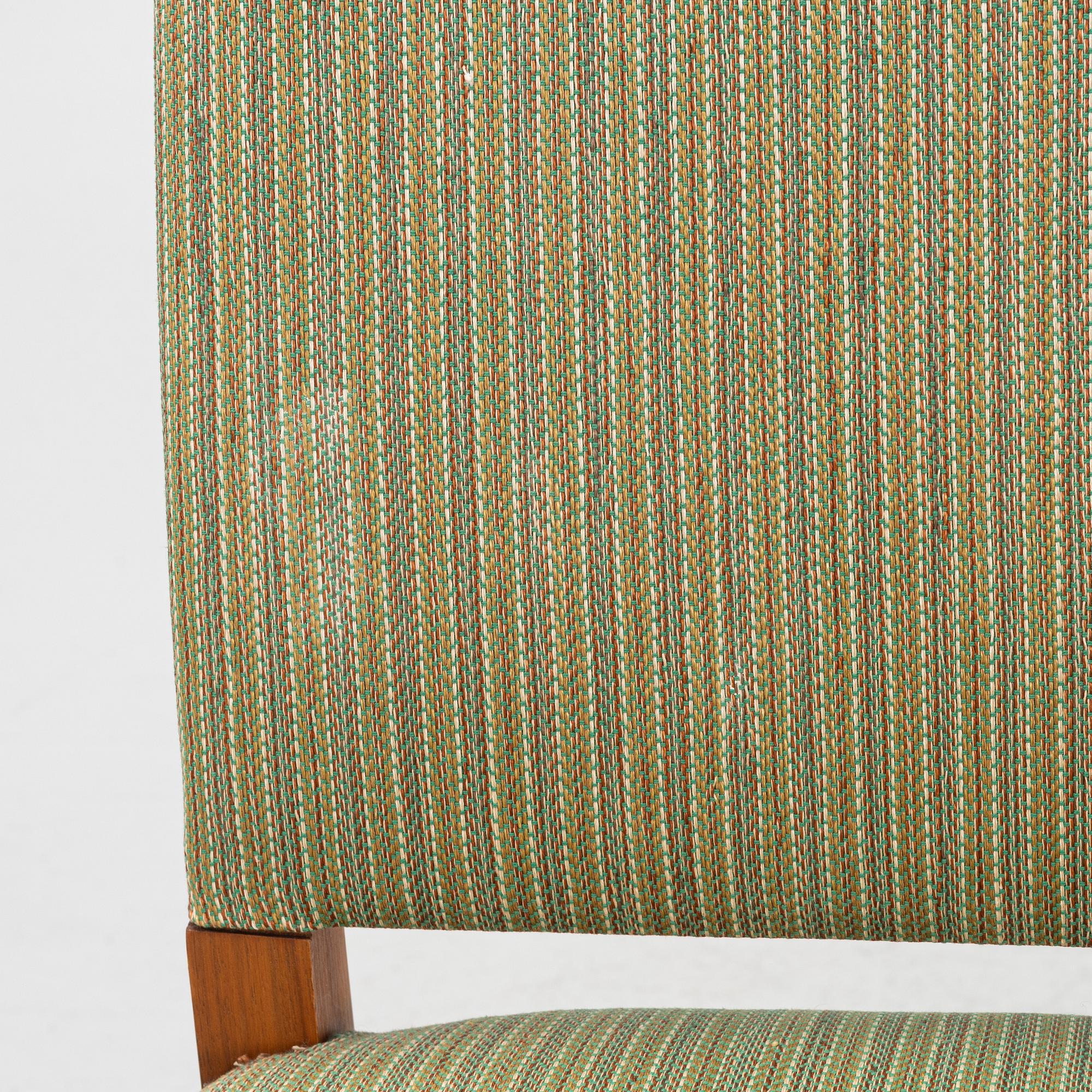 Carl Malmsten, six 'Gustavus' walnut chairs, Åfors, second part of the 20th Century.