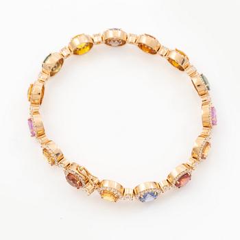 Bracelet 18K rose gold with rainbow-coloured sapphires and brilliant-cut diamonds.