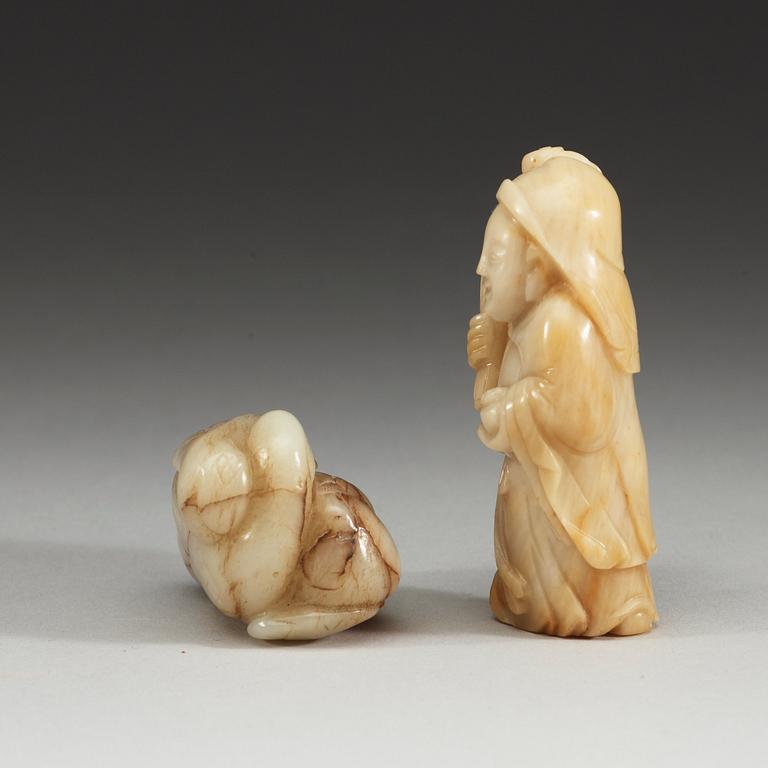 Two Chinese nephrite sculptures.