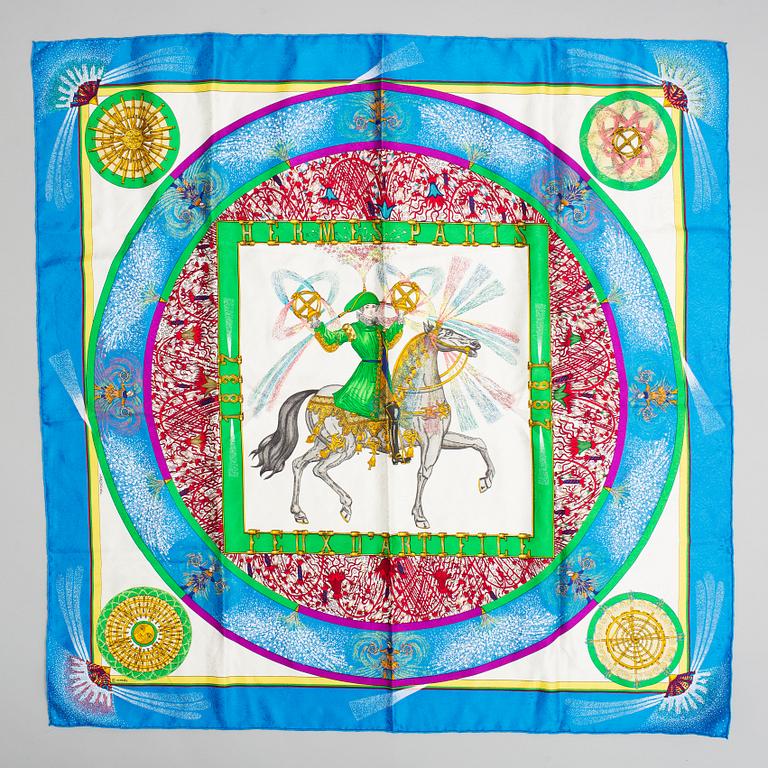 Hermès, a 'Feux d'Artifice' silk scarf.