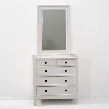 Chest of drawers and mirror, Gustavian style, Geromar.