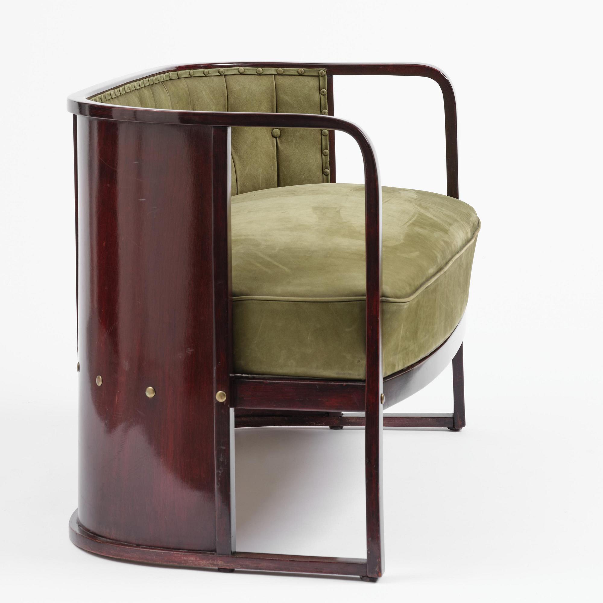 Josef Hoffmann, salongsmöbel, fyra delar, modell 421/428, Jacob & Josef Kohn, Wien, 1900-talets början.
