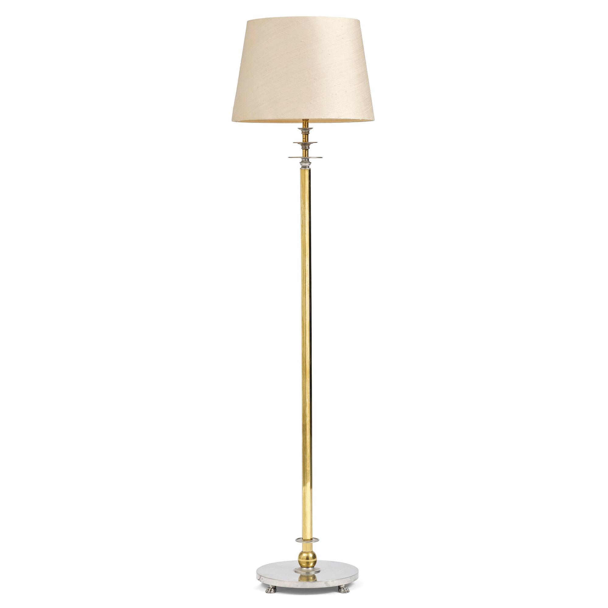 Nils Fougstedt, & Anna Petrus, a pewter and brass floor lamp model A 763, Firma Svenskt Tenn, Stockholm, 1930.