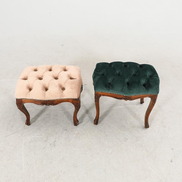 A set of two Louis XV style stools 20th century.