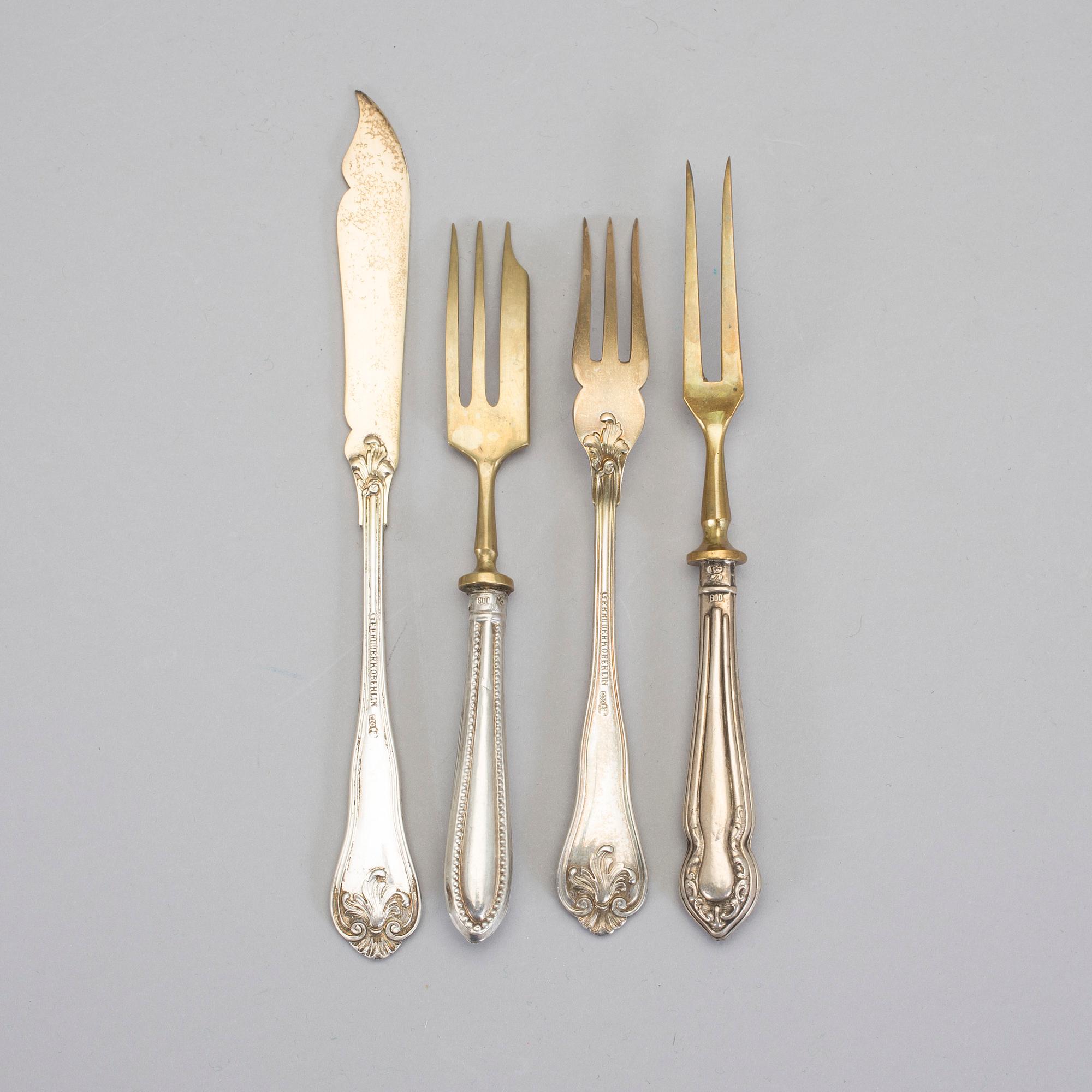 BESTICK 20 delar, Gebrüder KO, Berlin, 1900-talets början. Vikt ca 551 gram.
