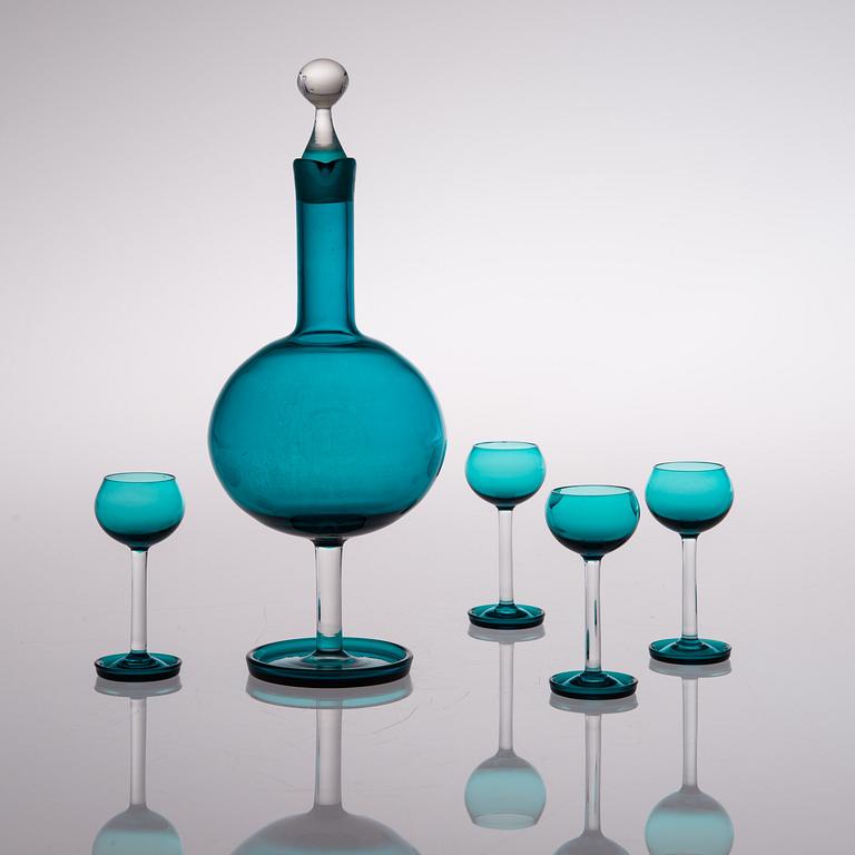 A 5-piece "Harlekiini" glassware set, Riihimäen Lasi, designed in 1958.