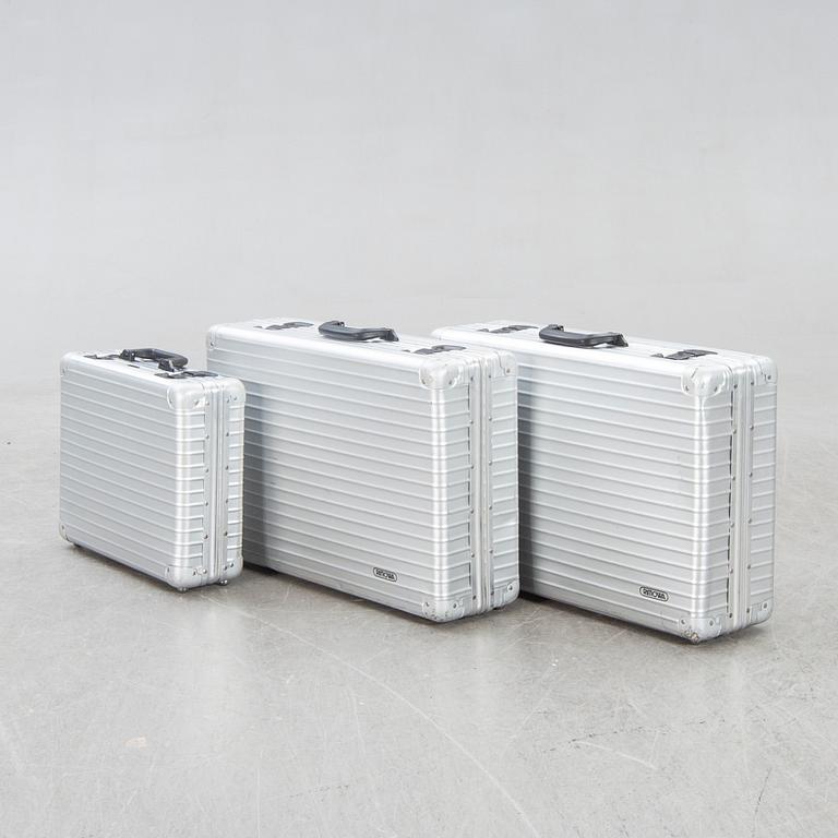 Bags, Rimowa, 3 pcs, aluminum, late 20th century.