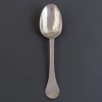 A Swedish 18th century silver rat-tail spoon, mark of Jacob Brunck, Stockholm 1733.