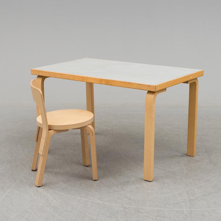 ALVAR AALTO, table and chair. Late 1900s / early 21th century.