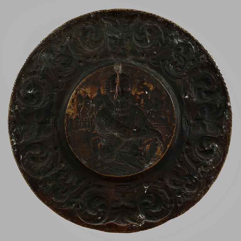 VÄGGPLÅT, metall, barockstil, 1900-talets första hälft.