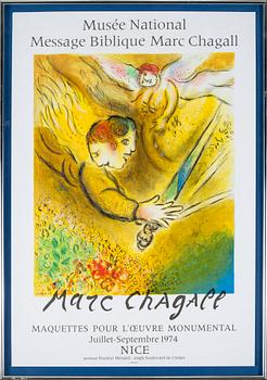 Two lithographic exhibit posters in colors after Marc Chagall, Mourlot, second half of the 20th century.