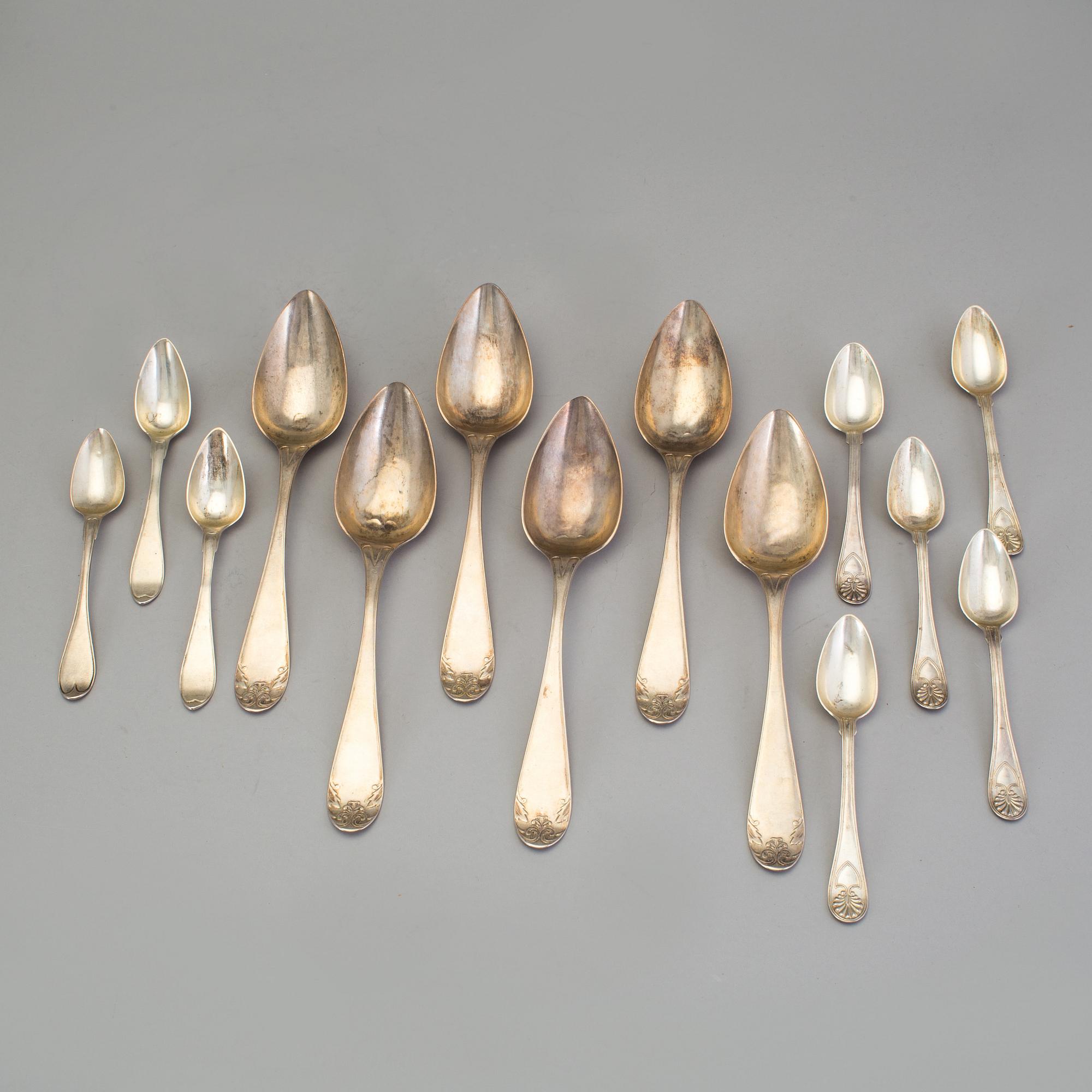 A set of six Swedish 19th century silver dinner-spoons, mark of Johan Carlssons widow, Norrkoping 1836.