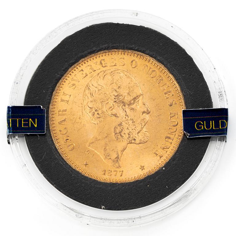 Guldmynt, Sverige, Oscar II, 20 kronor, 1877.