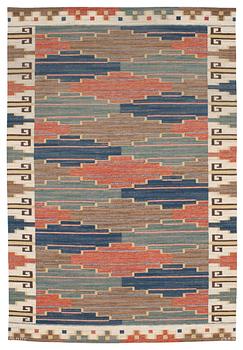 675. CARPET. "Blå heden". Flat weave (rölakan). 302,5 x 199,5 cm. Signed and dated AB MMF 1953.