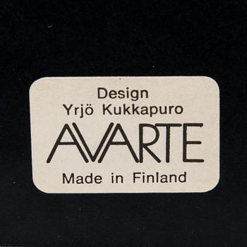 A pair of 1980s A500-series Armchairs and an ottoman by Yrjö Kukkapuro, Avarte, Finland.