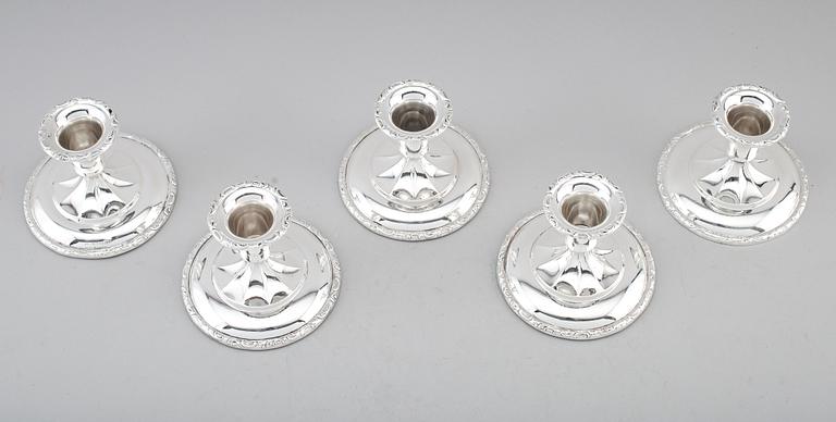 LJUSSTAKAR, 5 st, silver, Norge, 1900-talets andra hälft.