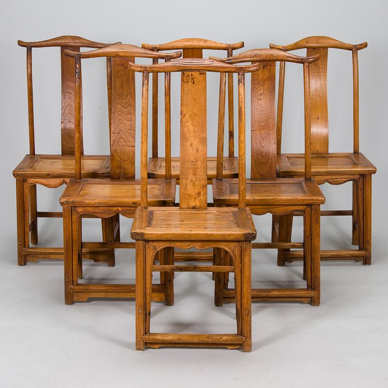 Six hardwood chairs. China. Qing dynasty. 19th century.