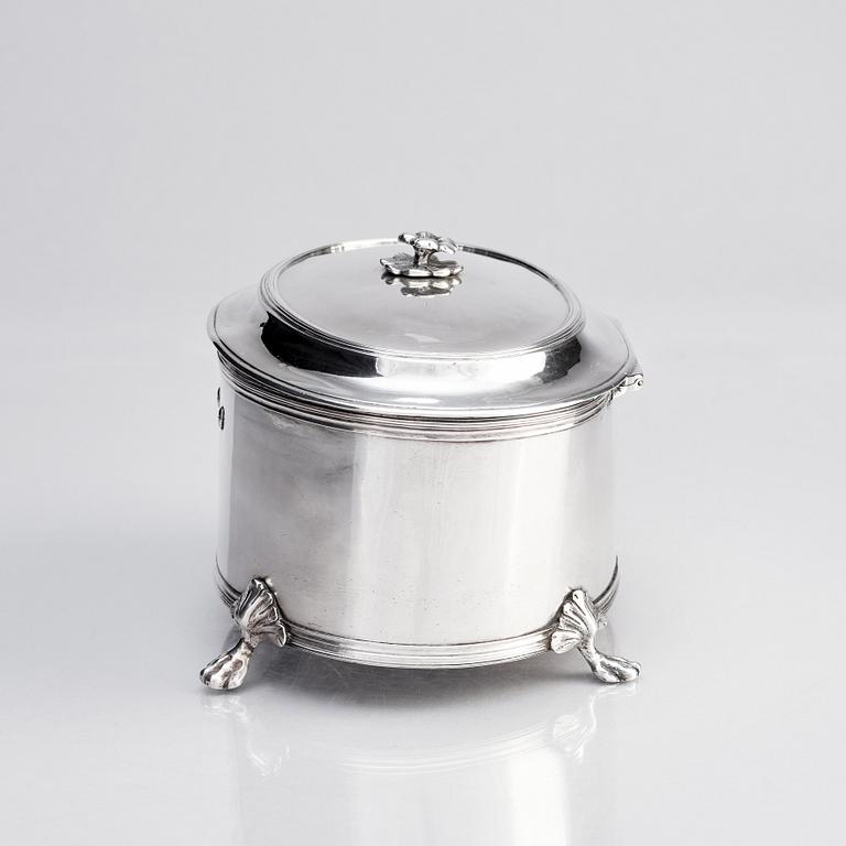 A Swedish late Gustavian 18th century silver sugar-casket, mark of Johan Wilhelm Zimmerman, Stockholm 1799.