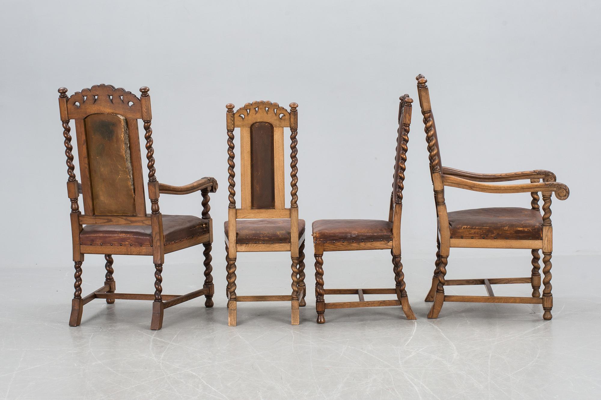 MATSALSMÖBLEMANG, barockstil, 11 delar, omkring 1900.