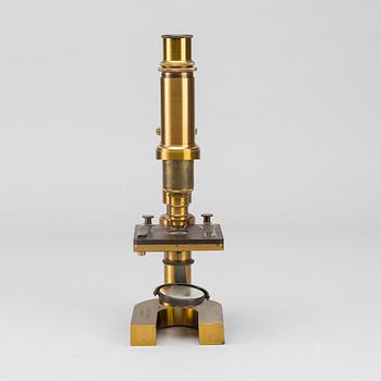 A Leitz Wetzlar monocular brass microscope around 199.