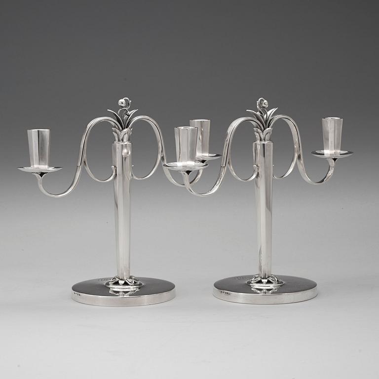 A pair of K. Anderson silver candelabra, Stockholm 1941.