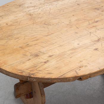 A swedish pine trestle table 18/19th century.