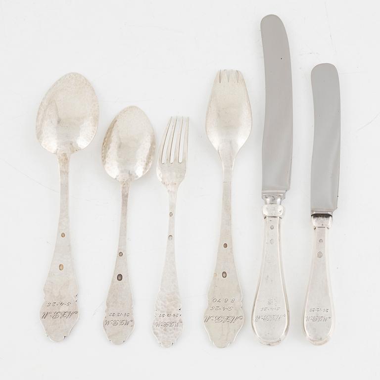 Cutlery, 6 pieces, silver, Copenhagen 1920s.