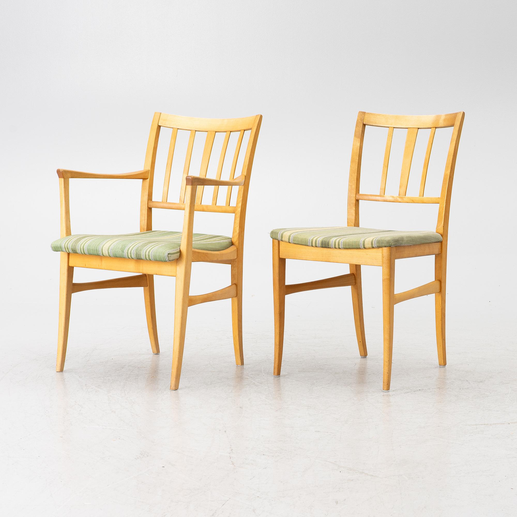 Carl Malmsten, Dining table and four plus two chairs, "Talavid", OH. Sjögren, Tranås.