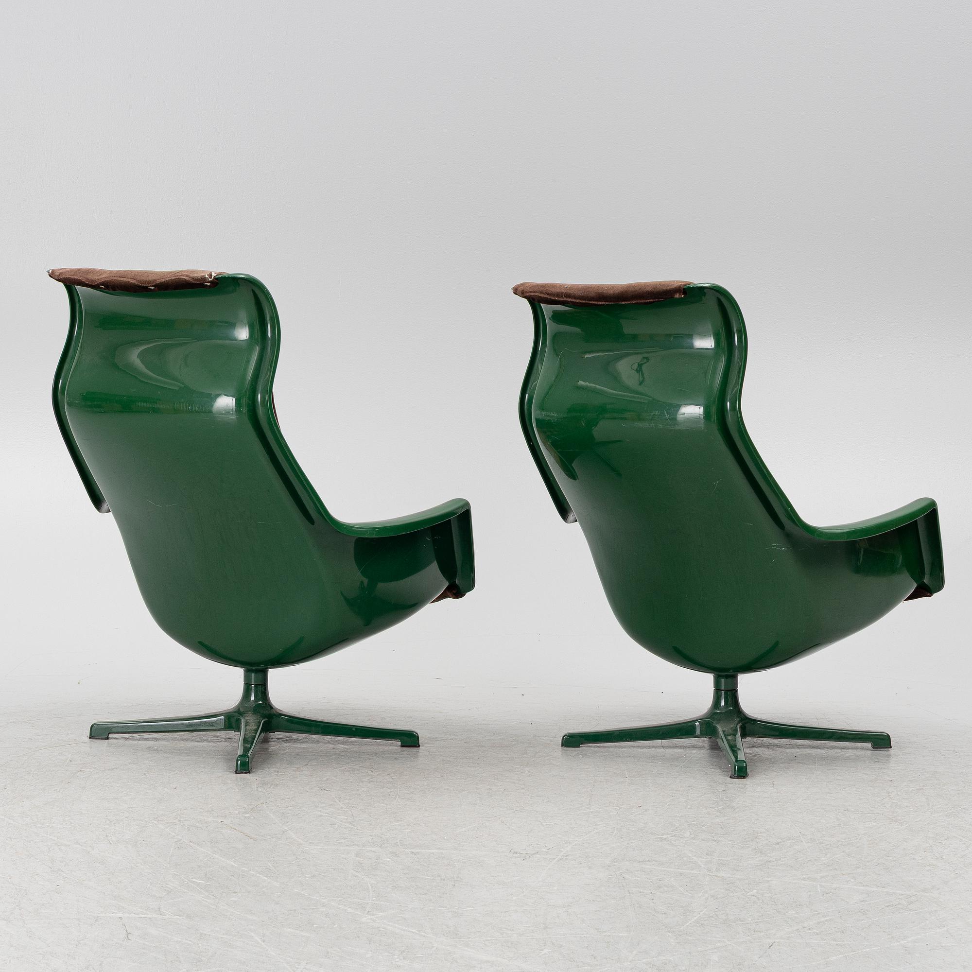 Alf Svensson, & Yngve Sandström, armchairs, a pair, "Form 8"/"Galaxy", DUX, 1970s.