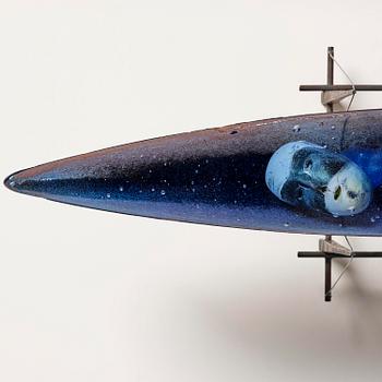 Bertil Vallien, a boat shaped sand cast glass sculpture,  Bullseye Glass Co., Portland, 1997.