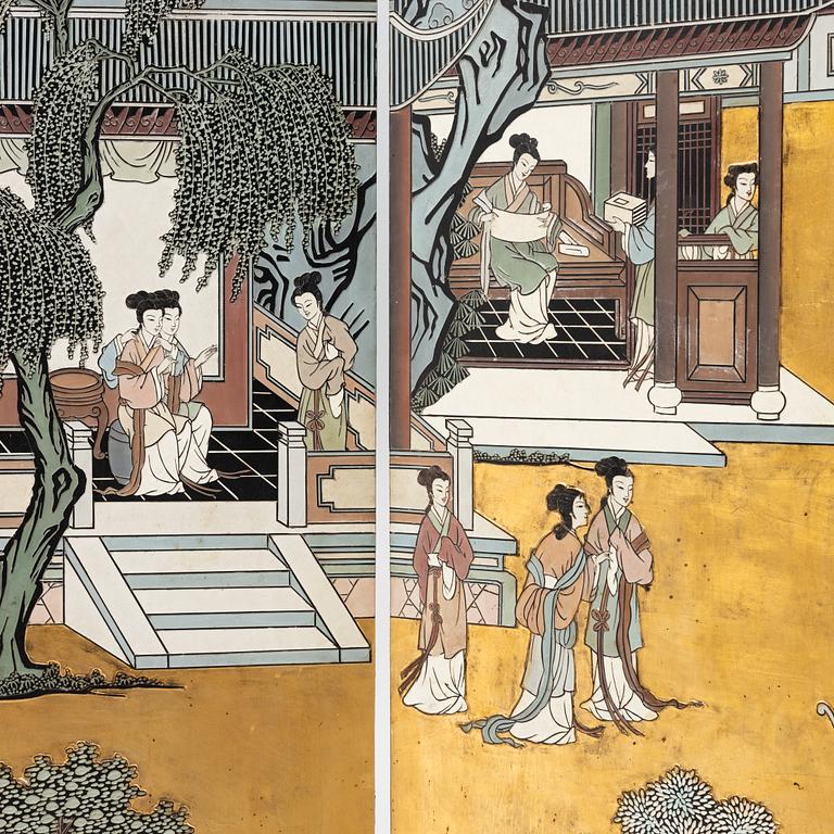 A pair of folding screens, China, second half of the 20th century.