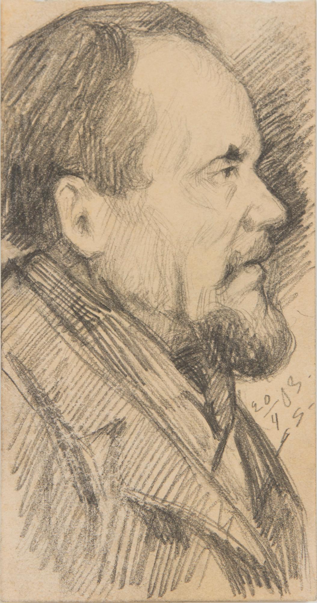 Santeri Salokivi, Teckningar, 5 st, Mansporträtt och Landskap.