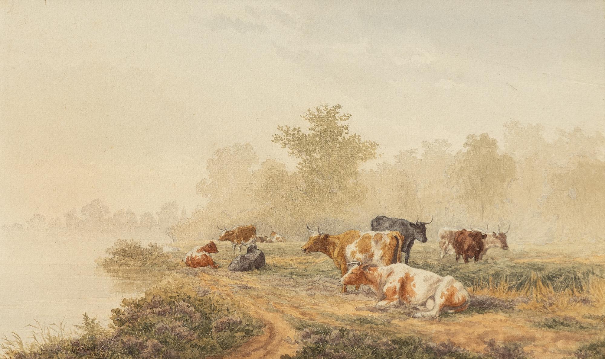 Johann Baptist Dallinger von Dalling, Pastoral landscape with livestock.