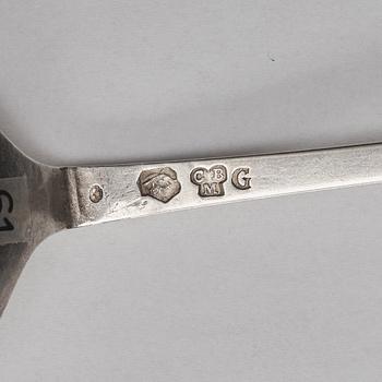 A Swedish 18th century parcel-gilt silver spoon, mark of Christoffer Bauman, Hudiksvall 1756.