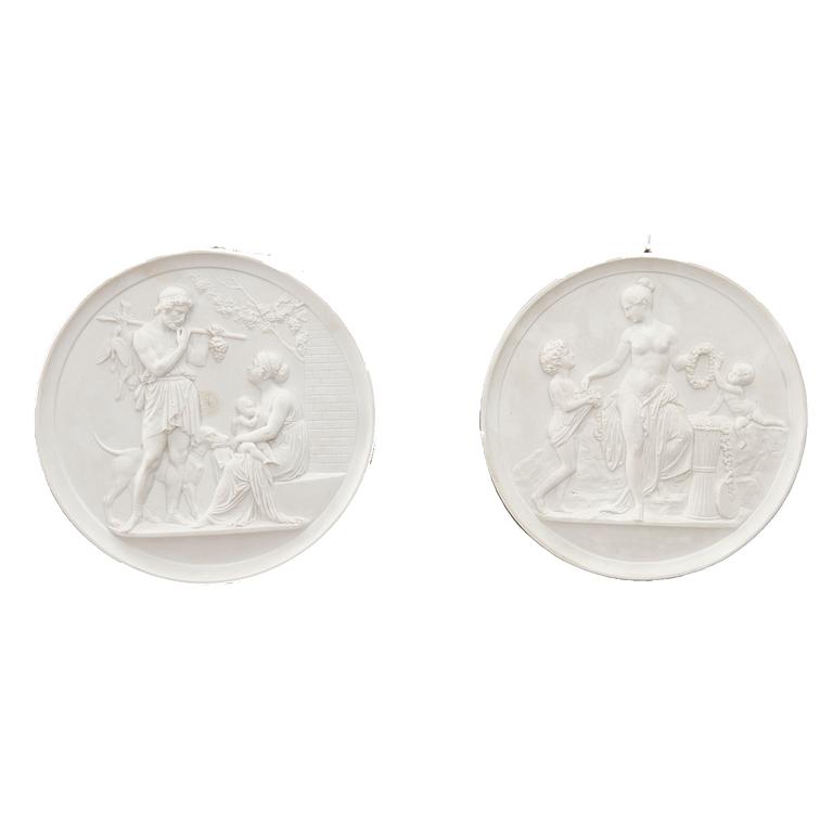 Wall reliefs a pair of Bing & Grøndahl Denmark circa 1900.