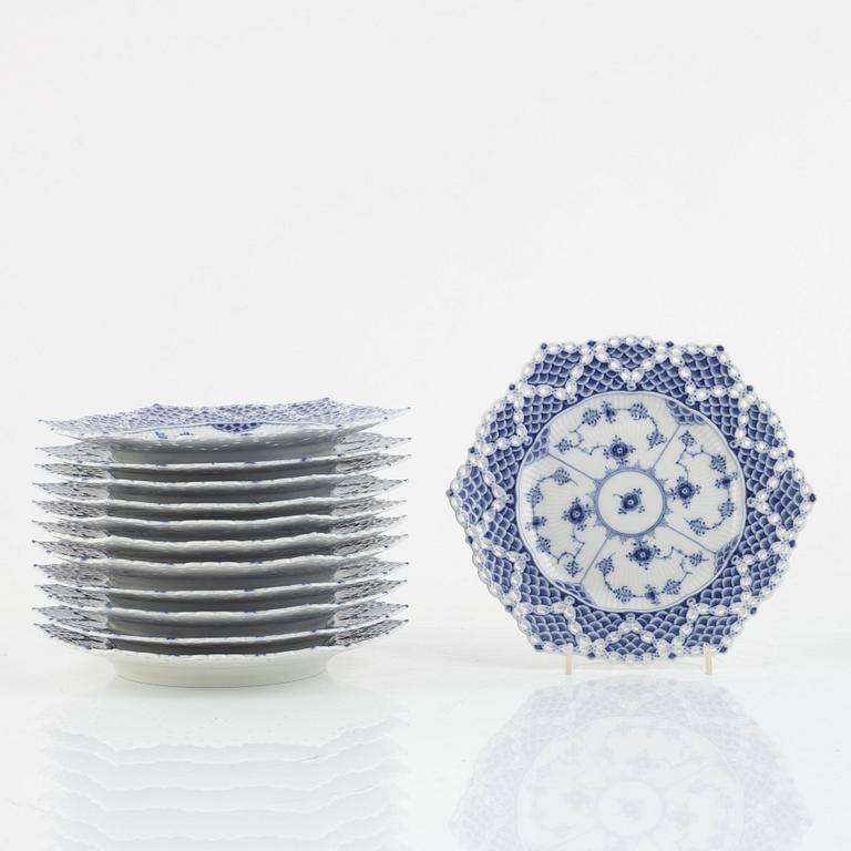 Royal Copenhagen, a set of twelve 'Musselmalet' side plates, Royal Copenhagen, Denmark.