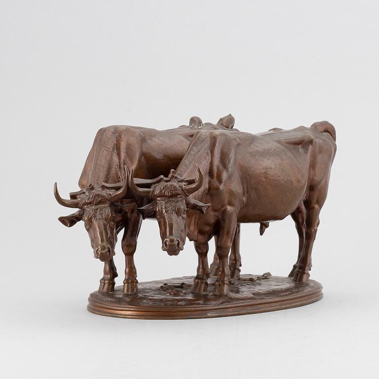 ALFRED JACQUEMART, a bronze sculpture, 'Les Boefs', signed, Barbedienne Fondeur.