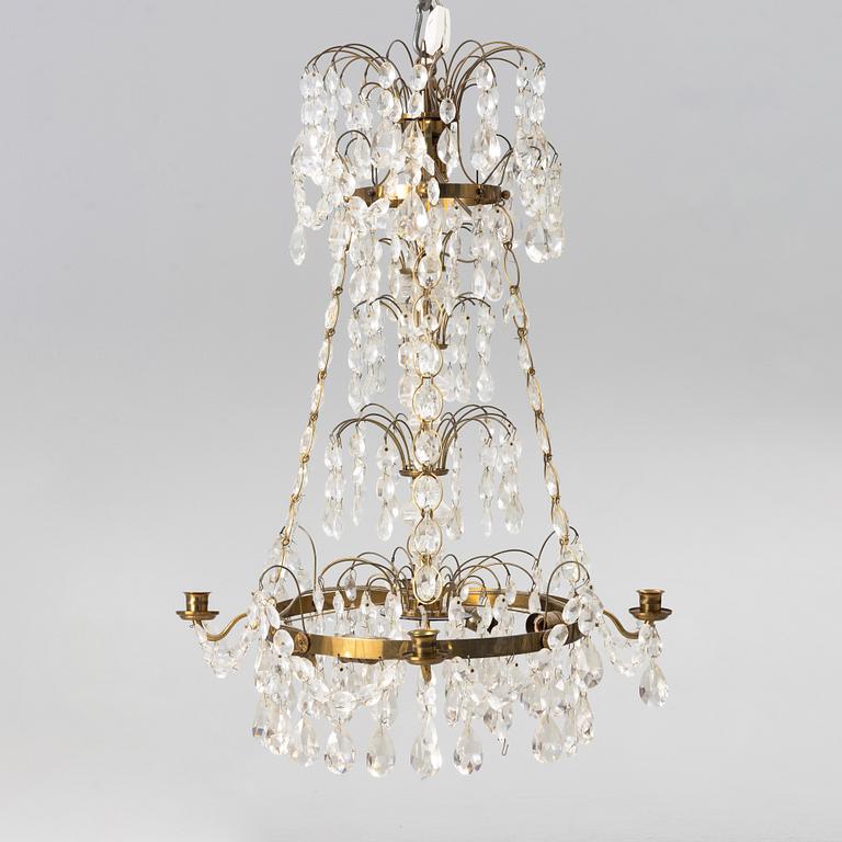 A Gustavian style chandelier, Sweden, first half of the 20th century.