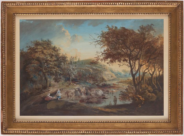 Elias Martin, Pastoral landscape with shepherd and shepherdesses.