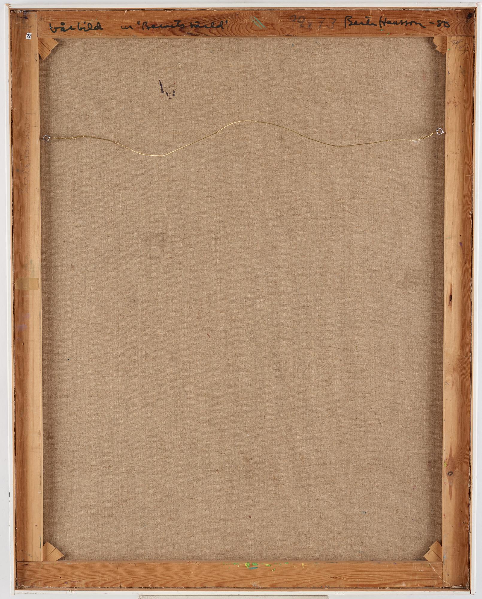 BERTA HANSSON, oil on canvas, signed and dated -80 on verso.