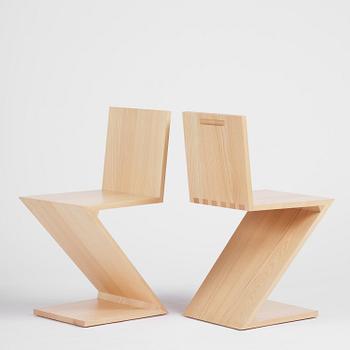 Gerrit Rietveld, a set of ten "Zig Zag" chairs, Cassina, Italy.